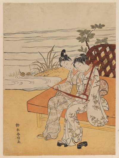 Joueurs de Kokyu en promenade, c.1765 - Suzuki Harunobu